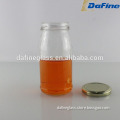 Custom made 250ml wide mouth glass juice beverage bottle with metal lids for juice hot sell